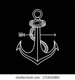 anchor line art vector design