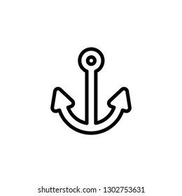Anchor Line Icon In Flat Style Vector Icon For Apps And Websites. Black Icon Vector Illustration