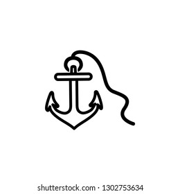 Anchor Line Icon In Flat Style Vector Icon For Apps And Websites. Black Icon Vector Illustration