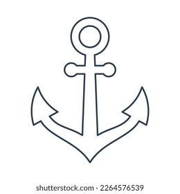 Ankerzeilensymbol. Logo der Schifffahrtsgesellschaft. Emblem für ein Schiff, Yacht. Flache Vektorgrafik.