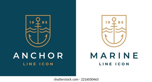 Anchor line icon. Marine logo. Nautical emblem. Maritime symbol. Sailor sign. Vector illustration. svg