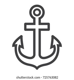 Anchor line icon, navigation and nautical, naval sign vector graphics, a linear pattern on a white background, eps 10.