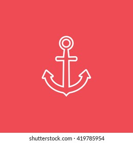 Anchor Line Icon On Red Background