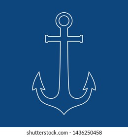 Anchor line icon, outline vector sign, linear pictogram isolated on blue.