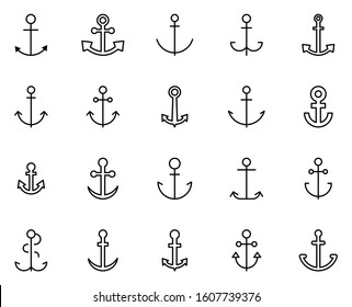 Anchor line icon set. Collection of vector symbol in trendy flat style on white background. Anchor sings for design.