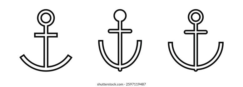 Anchor line icon set. Anchor symbol logo. Anchor marine icon. Eps 10.