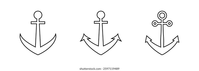 Anchor line icon set. Anchor symbol logo. Anchor marine icon. Eps 10.
