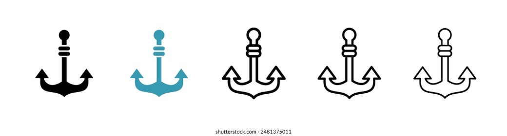 Conjunto de Vectores de iconos de línea de anclaje.