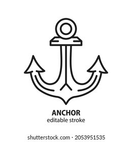 Anchor line icon. Vector symbol of shipping, navigation, sailing. Editable stroke.