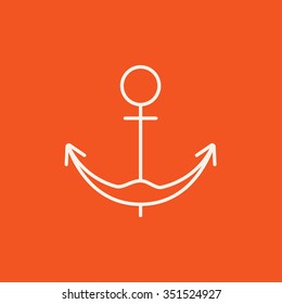 Anchor-Line-Symbol für Web-, Mobil- und Infografiken. Vektorweißes Symbol einzeln auf rotem Hintergrund.