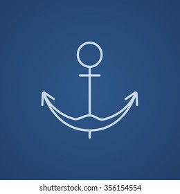 Anchor line icon for web, mobile and infographics. Vector light blue icon isolated on blue background.