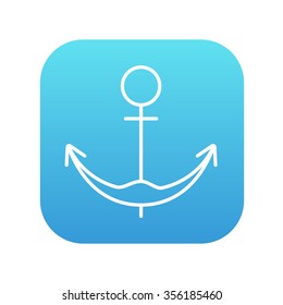 Anchor line icon for web, mobile and infographics. Vector white icon on the blue gradient square with rounded corners isolated on white background.