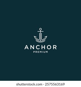 Anchor line logo icon design template flat vector