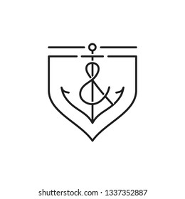 anchor line logo with shield design illustration