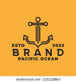 Anchor in line style logo design template, anchor linear logo vector illustration design template inspiration