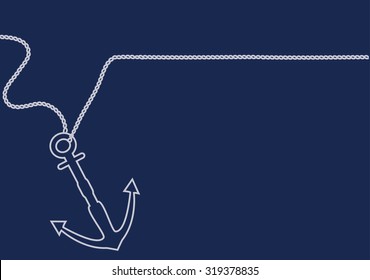 Anchor line vector. Nautical design with copy space.