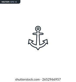 Ancla, signo de estilo lineal para el concepto móvil y el Diseño web. Símbolo, ilustración del logotipo. Gráficos de Vector perfecto de píxeles
