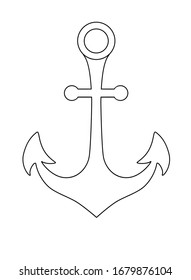 Anchor ist eine lineare Vektorillustration zum Färben oder Logo. Das Symbol ist ein linearer Anker. Umriss. Handzeichen auf dem Meeresthema.