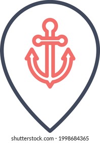 Anchor, location, port icon vector image. Can also be used for Maps and Location. Suitable for use on web apps, mobile apps and print media.