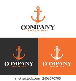 Anchor logo, anchor and chain logo, ship anchor logo