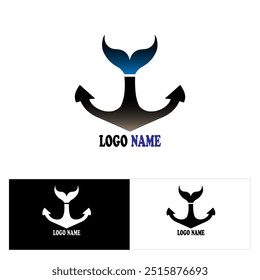 anchor logo with a combination of a whale's tail