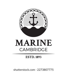 The Anchor Logo Company Vintage badge design in black and white color. Marine, sailing, cruise logo or label badge. Nautical theme emblem