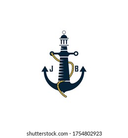 anchor logo creative minimalist vector
