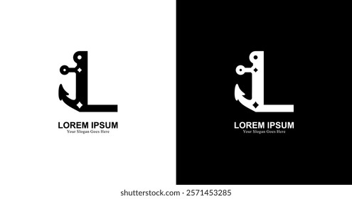 anchor logo design combined with the letter L