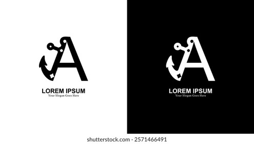 anchor logo design combined with the letter A