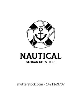 Anchor logo design with float and rope illustration