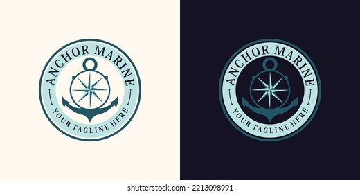 Anker-Logo-Design für Seglersymbol mit kreativem Konzept Premium Vector