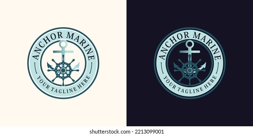 anchor logo design for sailor icon with creative concept Premium Vector