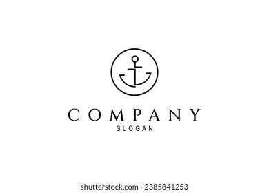 Anchor logo design in simple circle frame