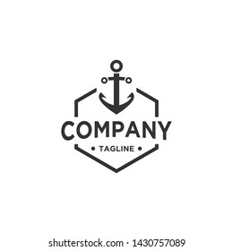 Anchor logo design simple and minimalist style, icon for maritime business or Ocean Brand