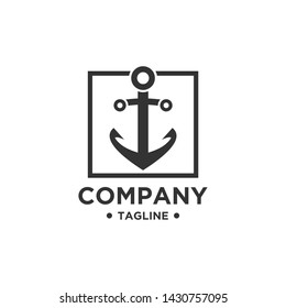Anchor logo design simple and minimalist style, icon for maritime business or Ocean Brand