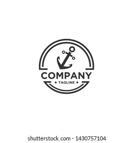 Anchor logo design simple and minimalist style, icon for maritime business or Ocean Brand