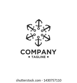 Anchor logo design simple and minimalist style, icon for maritime business or Ocean Brand