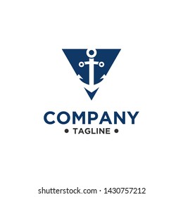 Anchor logo design simple and minimalist style, icon for maritime business or Ocean Brand