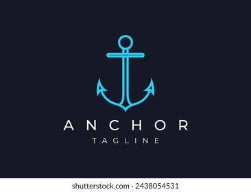 Anchor logo design vector icon flat illustration