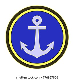  Anchor logo design vector icon emblem illustratoin, chevron isolated sketch on white background. Marine emblem.