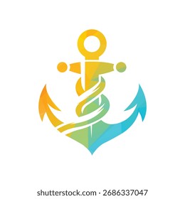 Ilustración vectorial de diseño de logotipo de ancla 