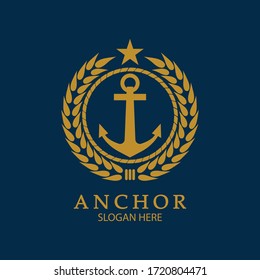 Anchor Logo Design Vector. Symbol of maritime icon or ocean business