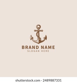 Anchor logo hipster vintage vector icon illustration design template, perfect for retro-inspired branding, nautical-themed projects, or creative ventures.