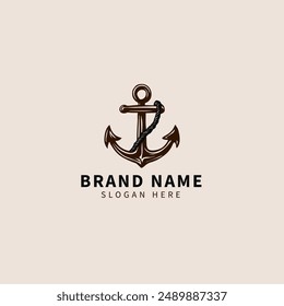 Anchor logo hipster vintage vector icon illustration design template, perfect for retro-inspired branding, nautical-themed projects, or creative ventures.