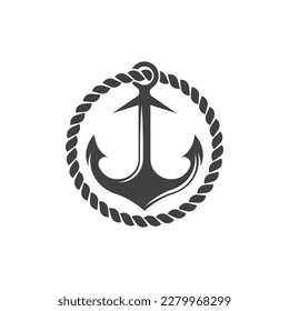 Anchor logo icon boat ship marine navy design vector