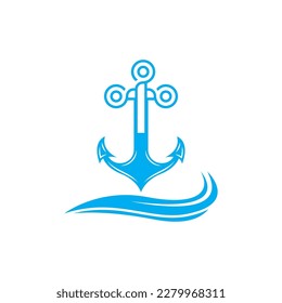 Anchor logo icon boat ship marine navy design vector