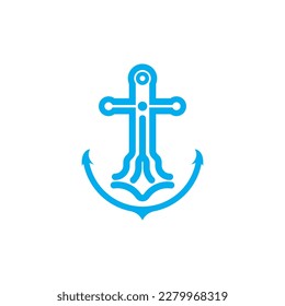 Anchor logo icon boat ship marine navy design vector