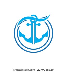 Anchor logo icon boat ship marine navy design vector