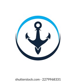 Anchor logo icon boat ship marine navy design vector