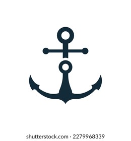Anchor logo icon boat ship marine navy design vector
